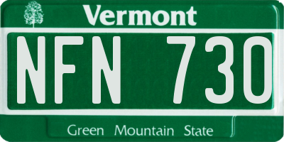 VT license plate NFN730