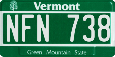 VT license plate NFN738