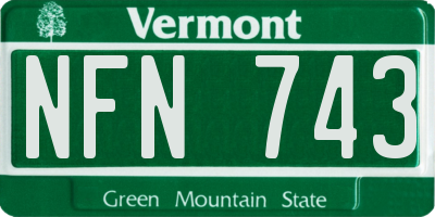 VT license plate NFN743