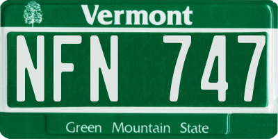 VT license plate NFN747