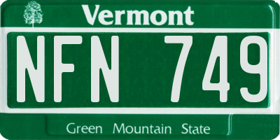 VT license plate NFN749