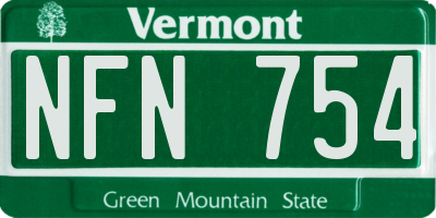 VT license plate NFN754