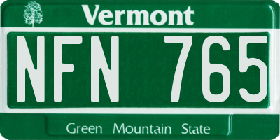 VT license plate NFN765