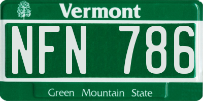 VT license plate NFN786