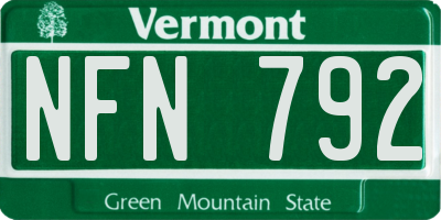 VT license plate NFN792