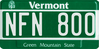 VT license plate NFN800