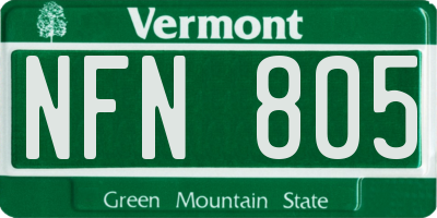 VT license plate NFN805