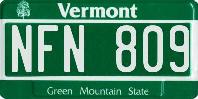 VT license plate NFN809