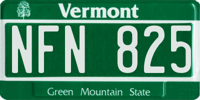VT license plate NFN825