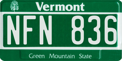 VT license plate NFN836