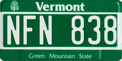 VT license plate NFN838