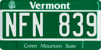 VT license plate NFN839