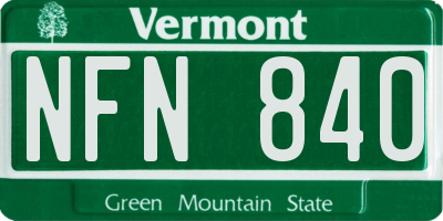 VT license plate NFN840