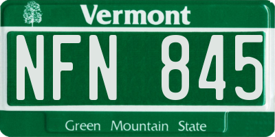 VT license plate NFN845