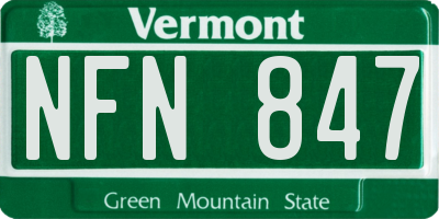 VT license plate NFN847