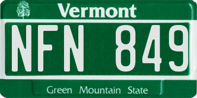 VT license plate NFN849