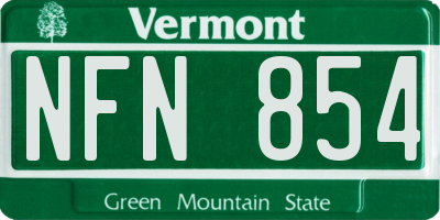 VT license plate NFN854