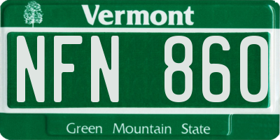 VT license plate NFN860