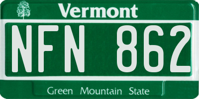 VT license plate NFN862