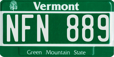 VT license plate NFN889