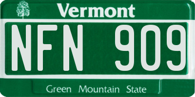 VT license plate NFN909