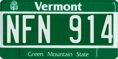 VT license plate NFN914