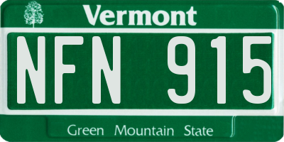 VT license plate NFN915