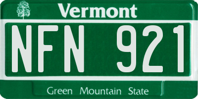 VT license plate NFN921