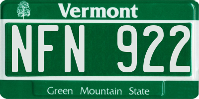 VT license plate NFN922