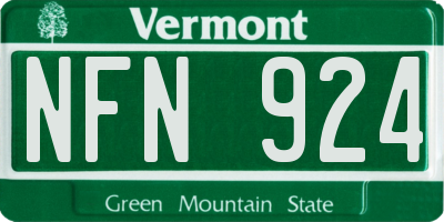 VT license plate NFN924