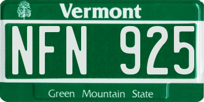 VT license plate NFN925