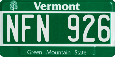 VT license plate NFN926