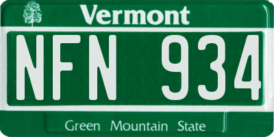 VT license plate NFN934