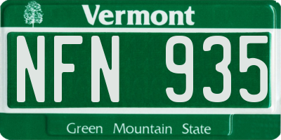 VT license plate NFN935