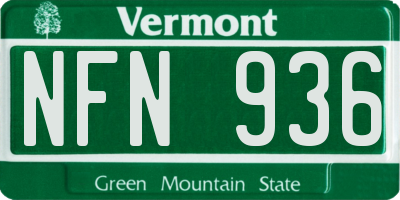 VT license plate NFN936