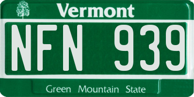 VT license plate NFN939