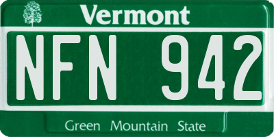 VT license plate NFN942