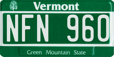 VT license plate NFN960