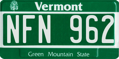 VT license plate NFN962
