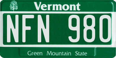 VT license plate NFN980