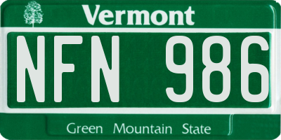 VT license plate NFN986