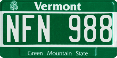 VT license plate NFN988