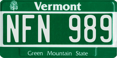 VT license plate NFN989
