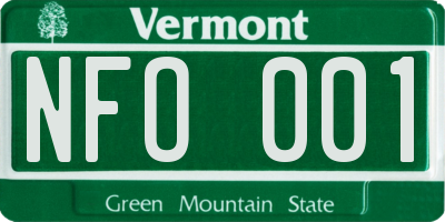 VT license plate NFO001
