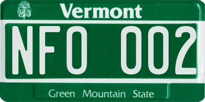 VT license plate NFO002