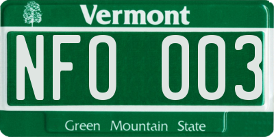 VT license plate NFO003