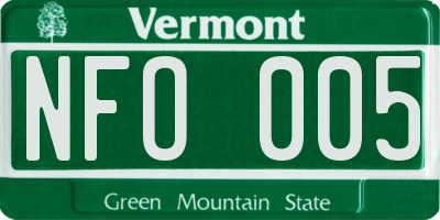 VT license plate NFO005