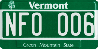 VT license plate NFO006
