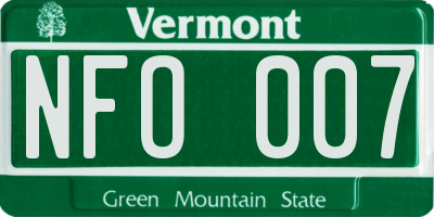 VT license plate NFO007
