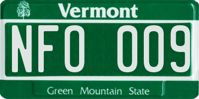 VT license plate NFO009